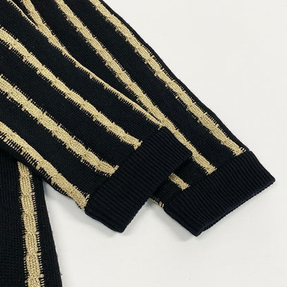 Saint Laurent Long Sleeve Knit Cardigan Tunic Length M Black Gold Wool — view 6
