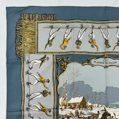 Hermes Carre 90 Scarf Silk les Plaisirs du Froid Joy on Ice Blue — view 2