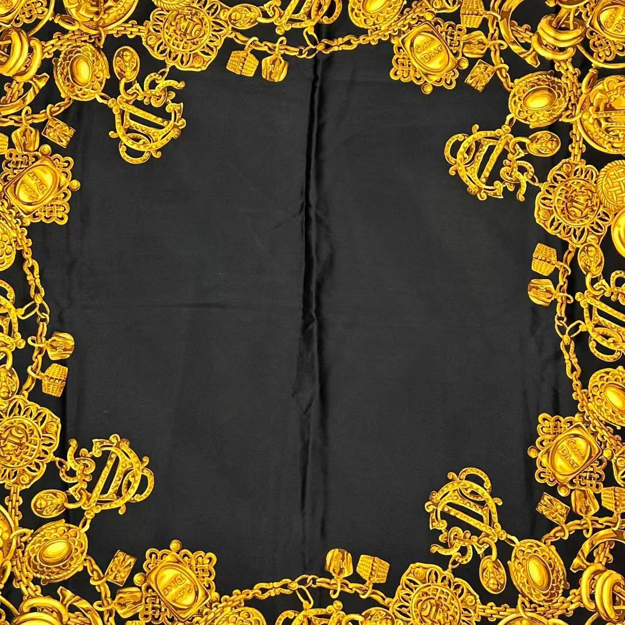 Dior Silk Scarf Logo Gold Chain Black — view 6