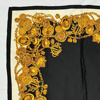 Dior Silk Scarf Logo Gold Chain Black — view 2