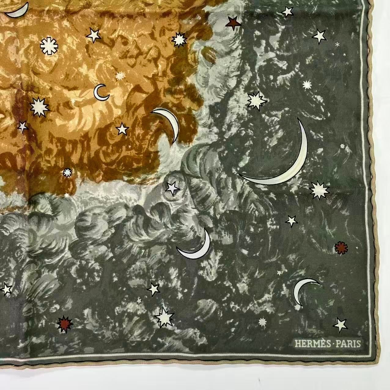 Hermes Scarf Silk L'annee Des Etoiles Year of the Stars Dark Green — view 5