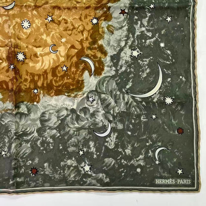 Hermes Scarf Silk L'annee Des Etoiles Year of the Stars Dark Green — view 5
