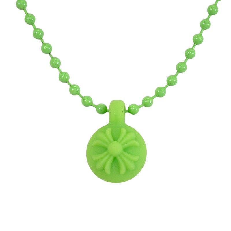 Chrome Hearts Rubber Cross Ball Necklace Lava Light Green