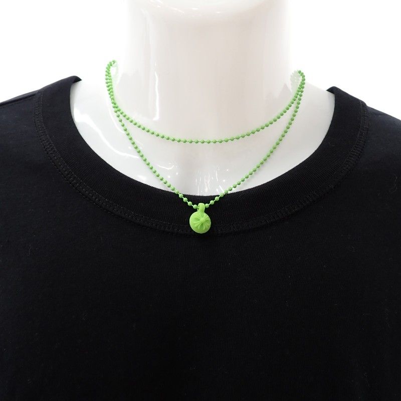 Chrome Hearts Rubber Cross Ball Necklace Lava Light Green — view 9