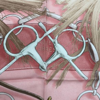 Hermes Carre 90 Projets Carres Planning Power Pink Silk 100% Scarf — view 6