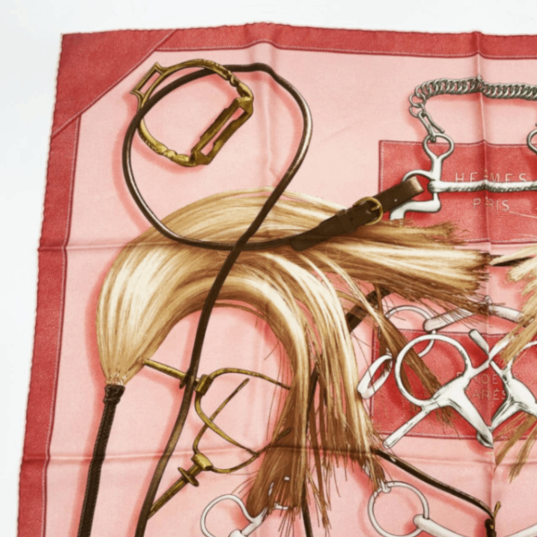 Hermes Carre 90 Projets Carres Planning Power Pink Silk 100% Scarf — view 4