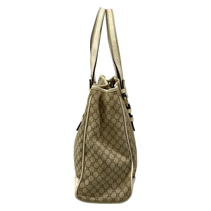 Celine Tote Macadam Pattern Gray Beige Ivory Embossed Leather — view 4