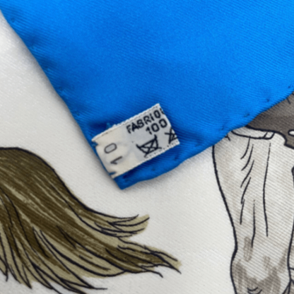 Hermes Carre 90 Marine Et Cavalerie Sea and Cavalry Blue Silk 100% Scarf — view 9