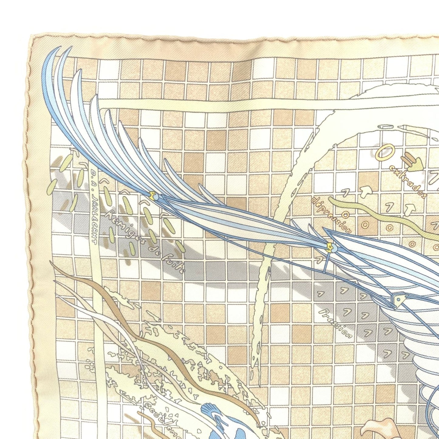 Hermes Carre 45 Dajarlecant Flight Handkerchief Scarf Silk — view 2