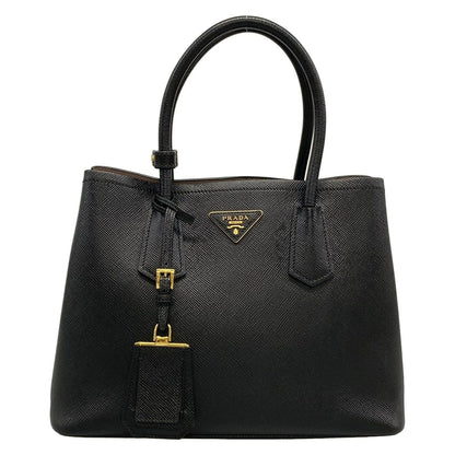 Prada Tote Double Small Black Leather