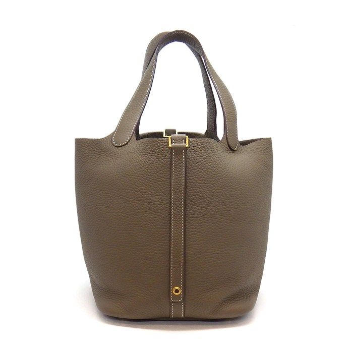 Hermes Handbag Picotin Lock Etoupe Taurillon Clemence Gold — view 2