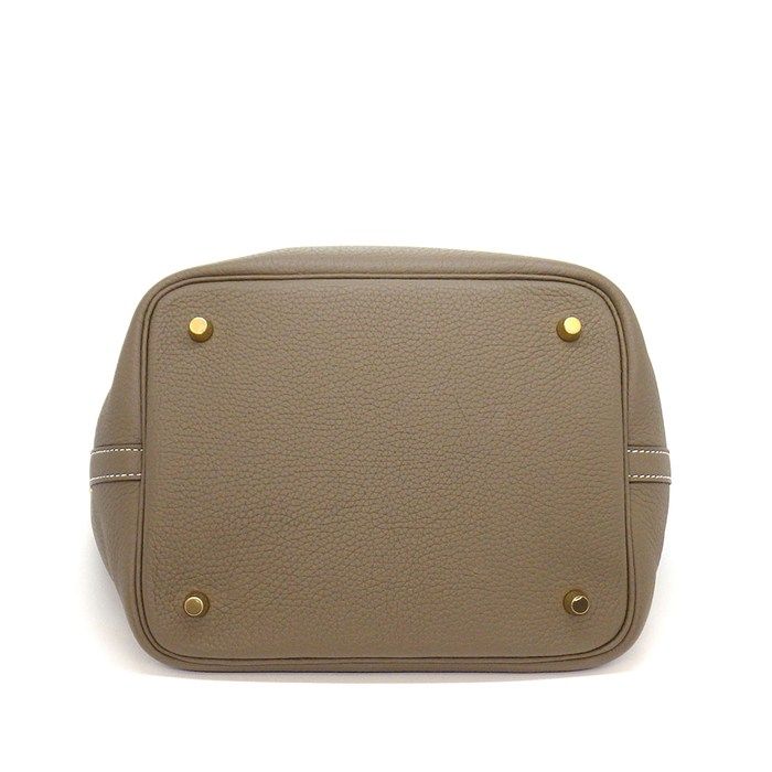Hermes Handbag Picotin Lock Etoupe Taurillon Clemence Gold — view 4