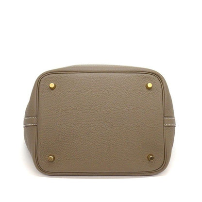 Hermes Handbag Picotin Lock Etoupe Taurillon Clemence Gold — view 4