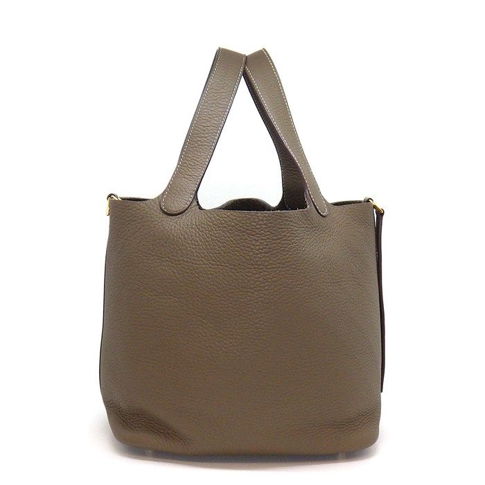 Hermes Handbag Picotin Lock Etoupe Taurillon Clemence Gold — view 3