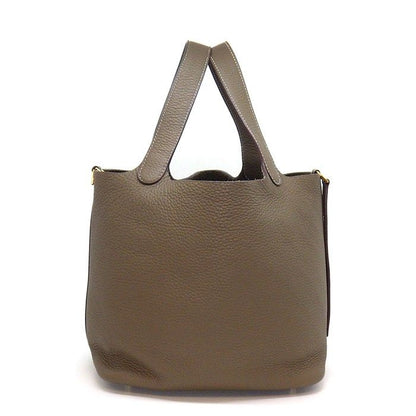 Hermes Handbag Picotin Lock Etoupe Taurillon Clemence Gold — view 3