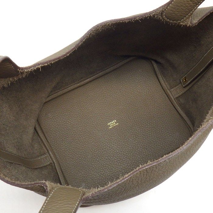 Hermes Handbag Picotin Lock Etoupe Taurillon Clemence Gold — view 5