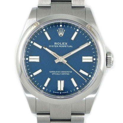 Rolex Watch Oyster Perpetual 41 Roulett Med Blue Dial Luminous Index Hands SS