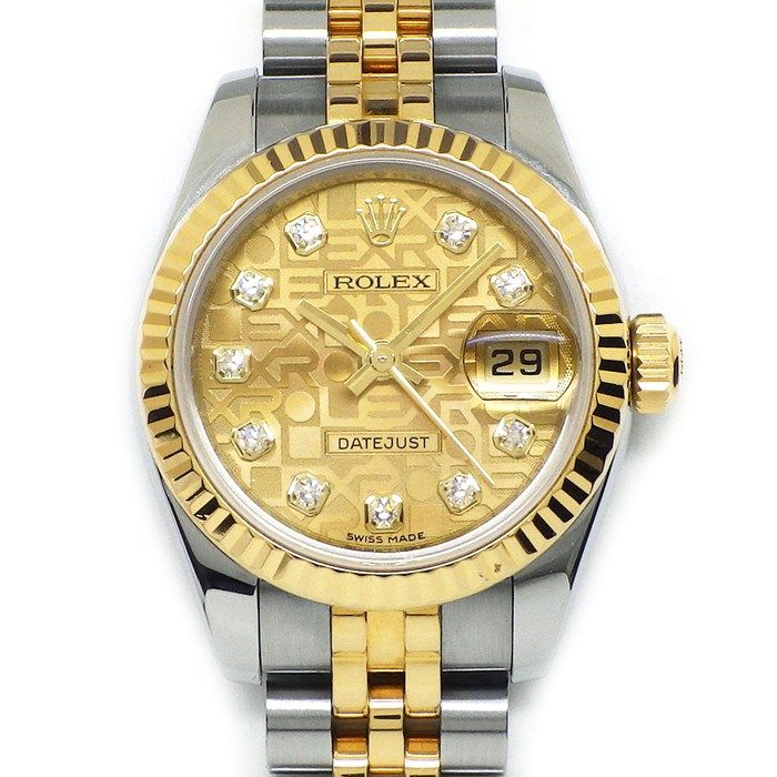 Rolex Watch Datejust Number Roulett 10 Points Diamond Index Champagne Color