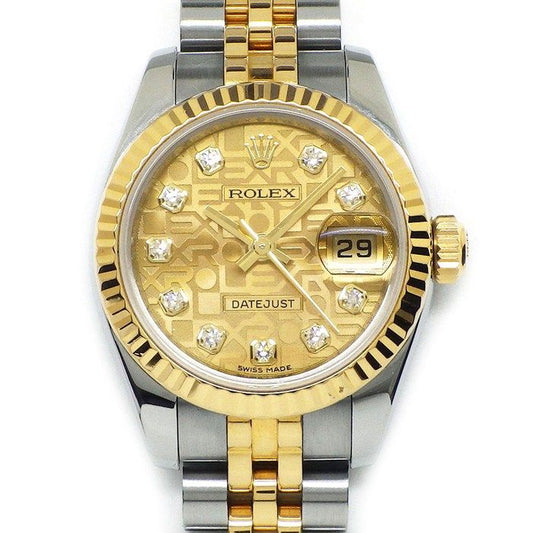 Rolex Watch Datejust Number Roulett 10 Points Diamond Index Champagne Color