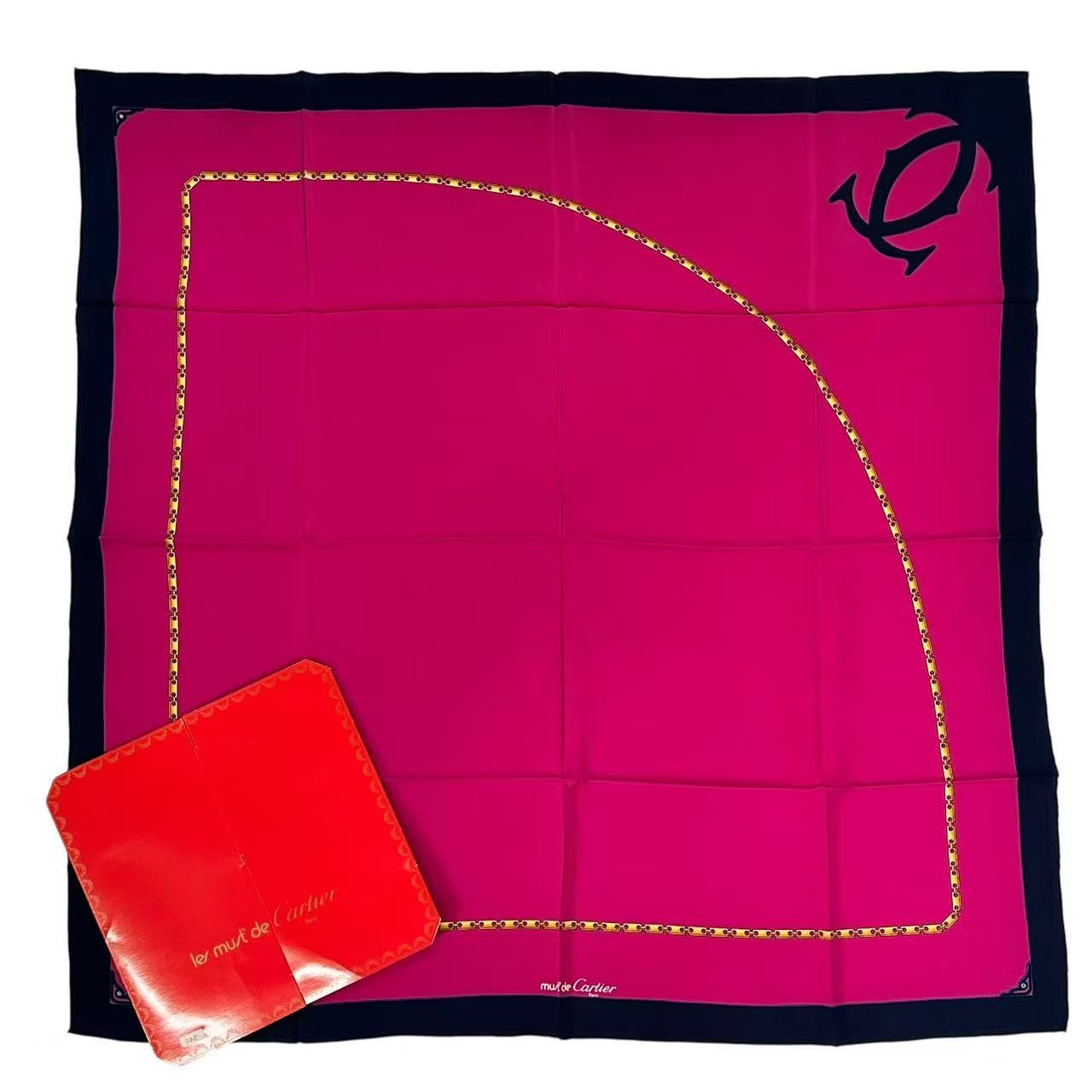 Cartier Scarf Silk Must de Cartier Chain Pattern Pink
