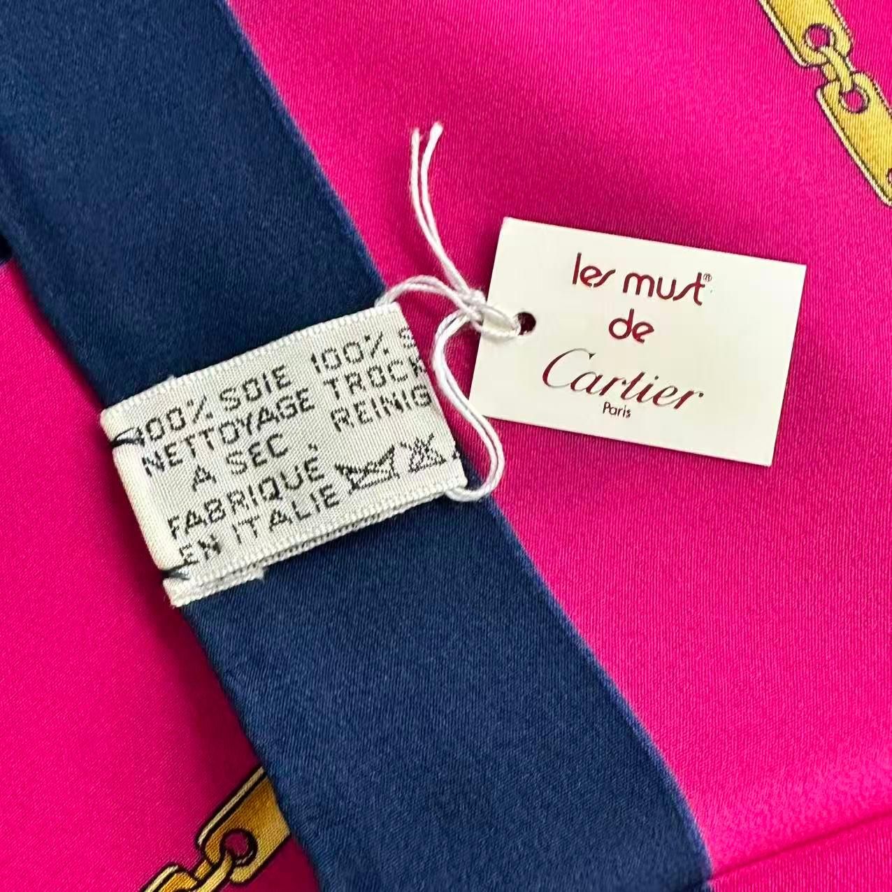 Cartier Scarf Silk Must de Cartier Chain Pattern Pink — view 8