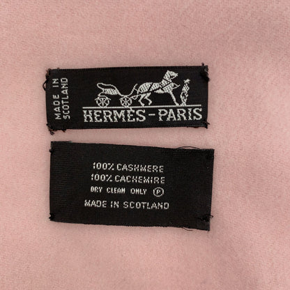 Hermes Shawl Scarf Large Luxury Cashmere Fringe Pink — view 6