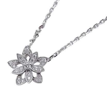 Van Cleef & Arpels Necklace Diamond Lotus Mini White Gold Polished