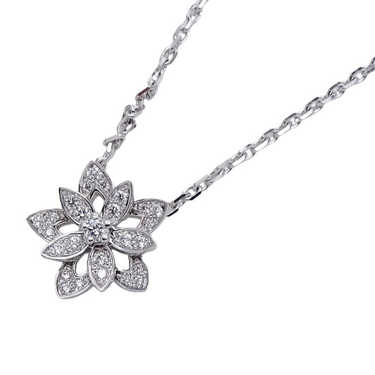 Van Cleef & Arpels Necklace Diamond Lotus Mini White Gold Polished