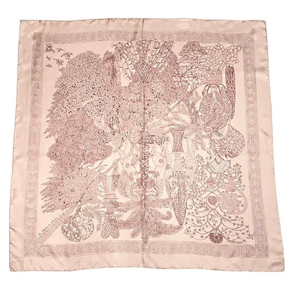 Hermes Wood Legend Scarf Carre 90 Lion Sheep Silk Pink