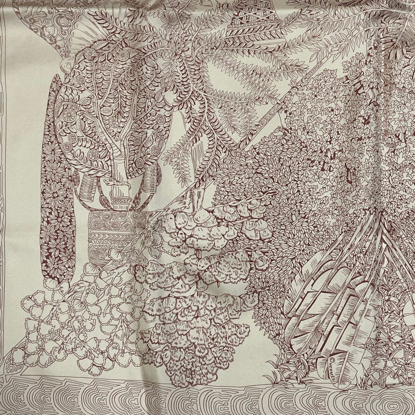 Hermes Wood Legend Scarf Carre 90 Lion Sheep Silk Pink — view 4