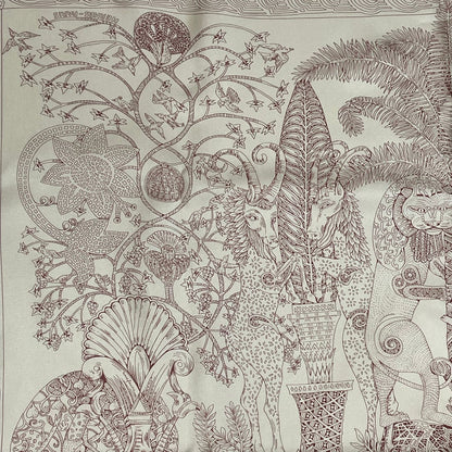 Hermes Wood Legend Scarf Carre 90 Lion Sheep Silk Pink — view 2