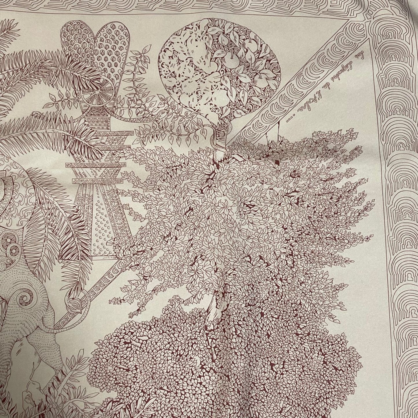 Hermes Wood Legend Scarf Carre 90 Lion Sheep Silk Pink — view 3