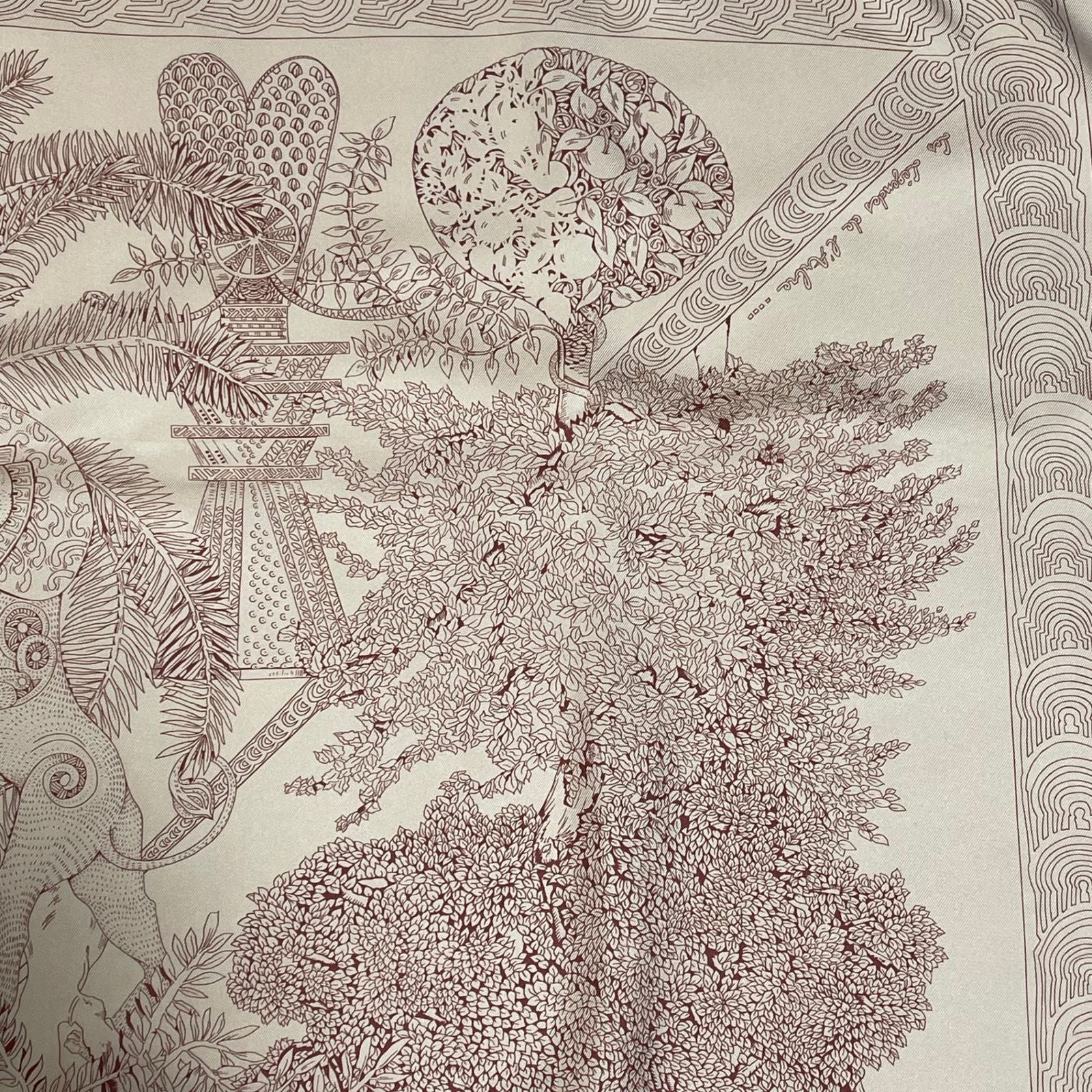 Hermes Wood Legend Scarf Carre 90 Lion Sheep Silk Pink — view 3