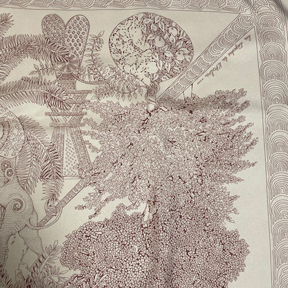 Hermes Wood Legend Scarf Carre 90 Lion Sheep Silk Pink — view 3