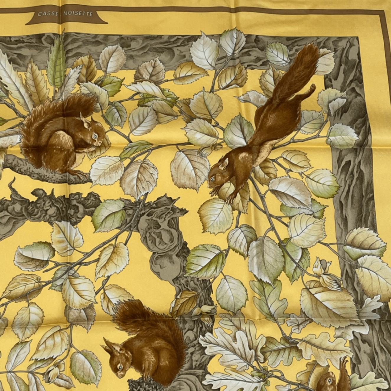 Hermes Carre 90 Casse Noisette Nutcracker Squirrel Pattern Nut Scarf Silk — view 5