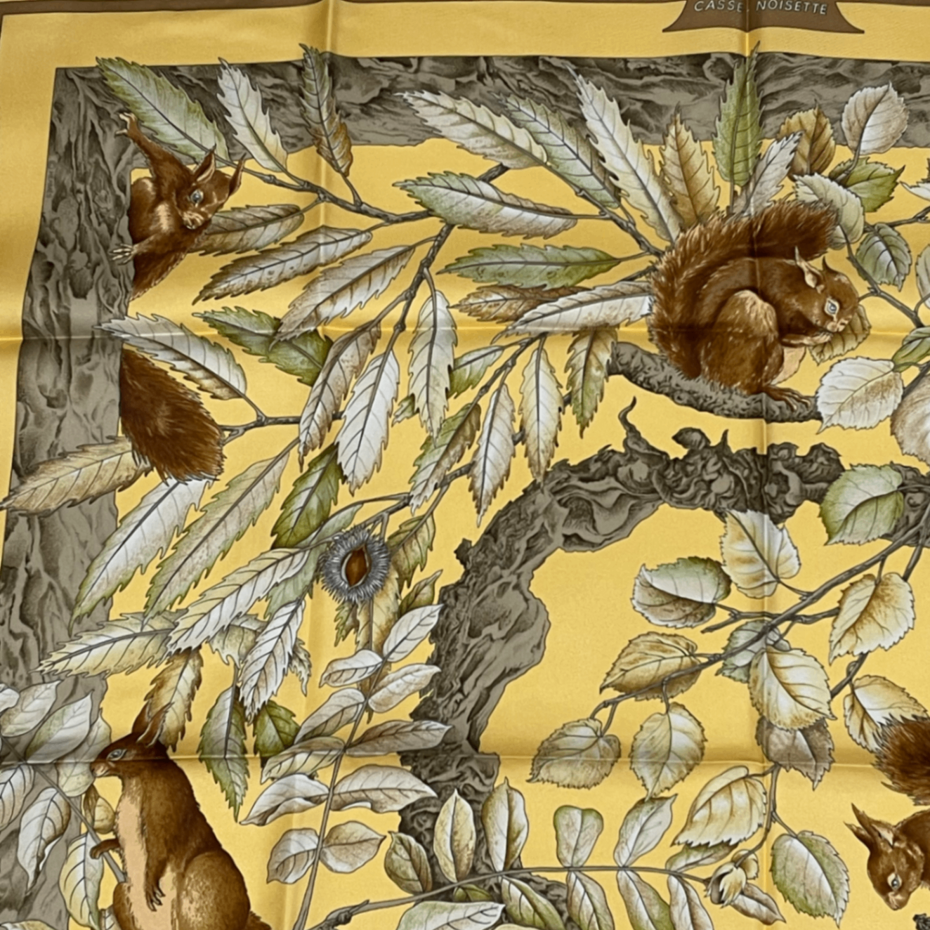 Hermes Carre 90 Casse Noisette Nutcracker Squirrel Pattern Nut Scarf Silk — view 2