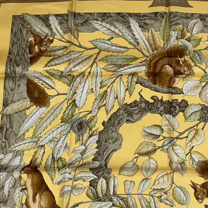Hermes Carre 90 Casse Noisette Nutcracker Squirrel Pattern Nut Scarf Silk — view 2
