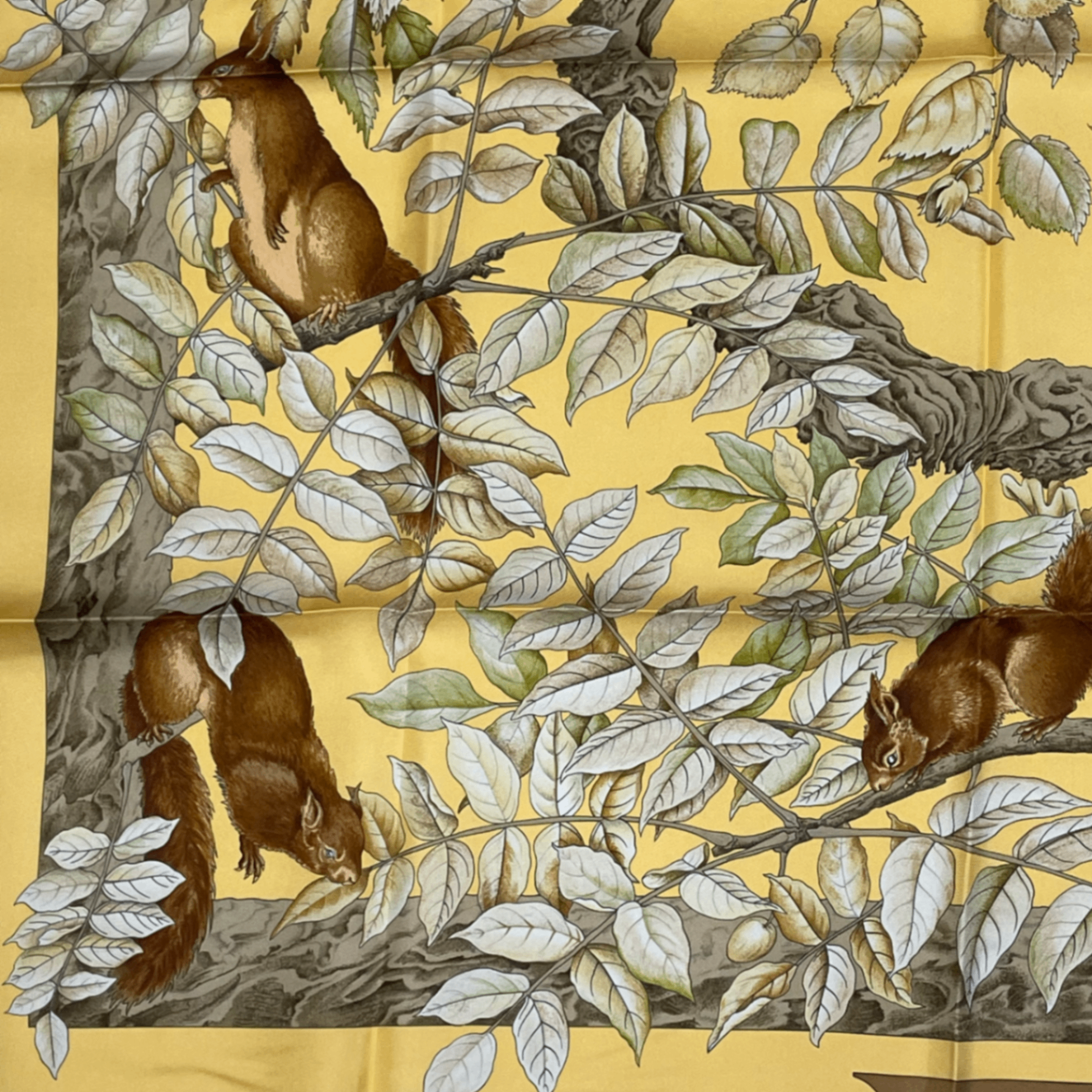 Hermes Carre 90 Casse Noisette Nutcracker Squirrel Pattern Nut Scarf Silk — view 4