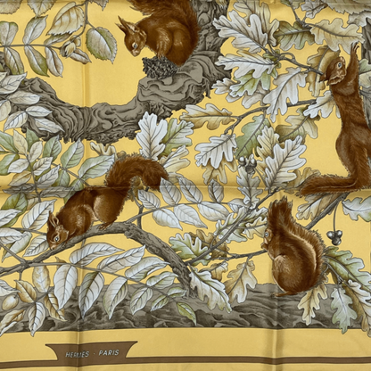 Hermes Carre 90 Casse Noisette Nutcracker Squirrel Pattern Nut Scarf Silk — view 3