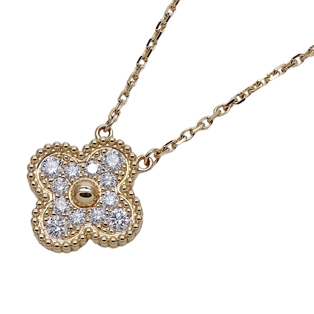 Van Cleef & Arpels Necklace Vintage Alhambra Diamond Yellow Gold Polished