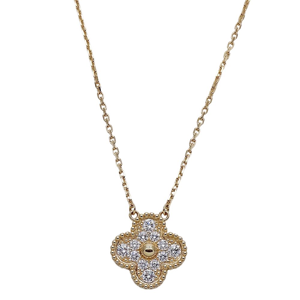 Van Cleef & Arpels Necklace Vintage Alhambra Diamond Yellow Gold Polished — view 2