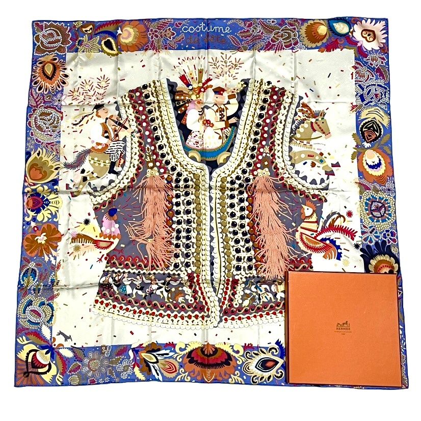 Hermes Costume de Fete Carre 90 Silk Scarf Multicolor