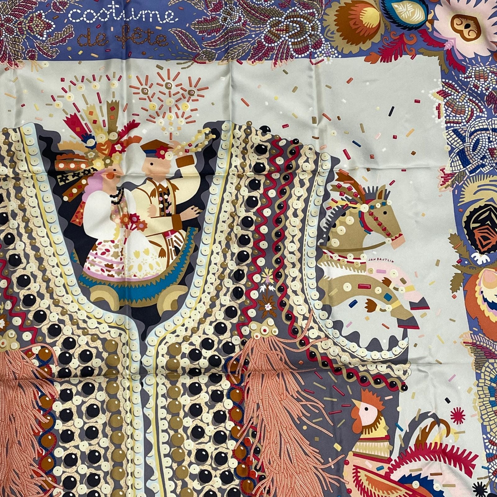 Hermes Costume de Fete Carre 90 Silk Scarf Multicolor — view 4