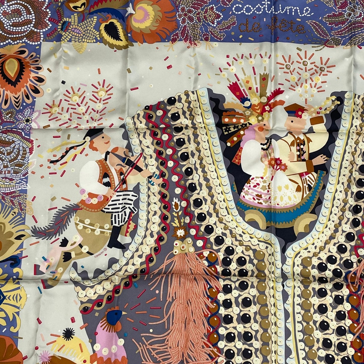 Hermes Costume de Fete Carre 90 Silk Scarf Multicolor — view 3