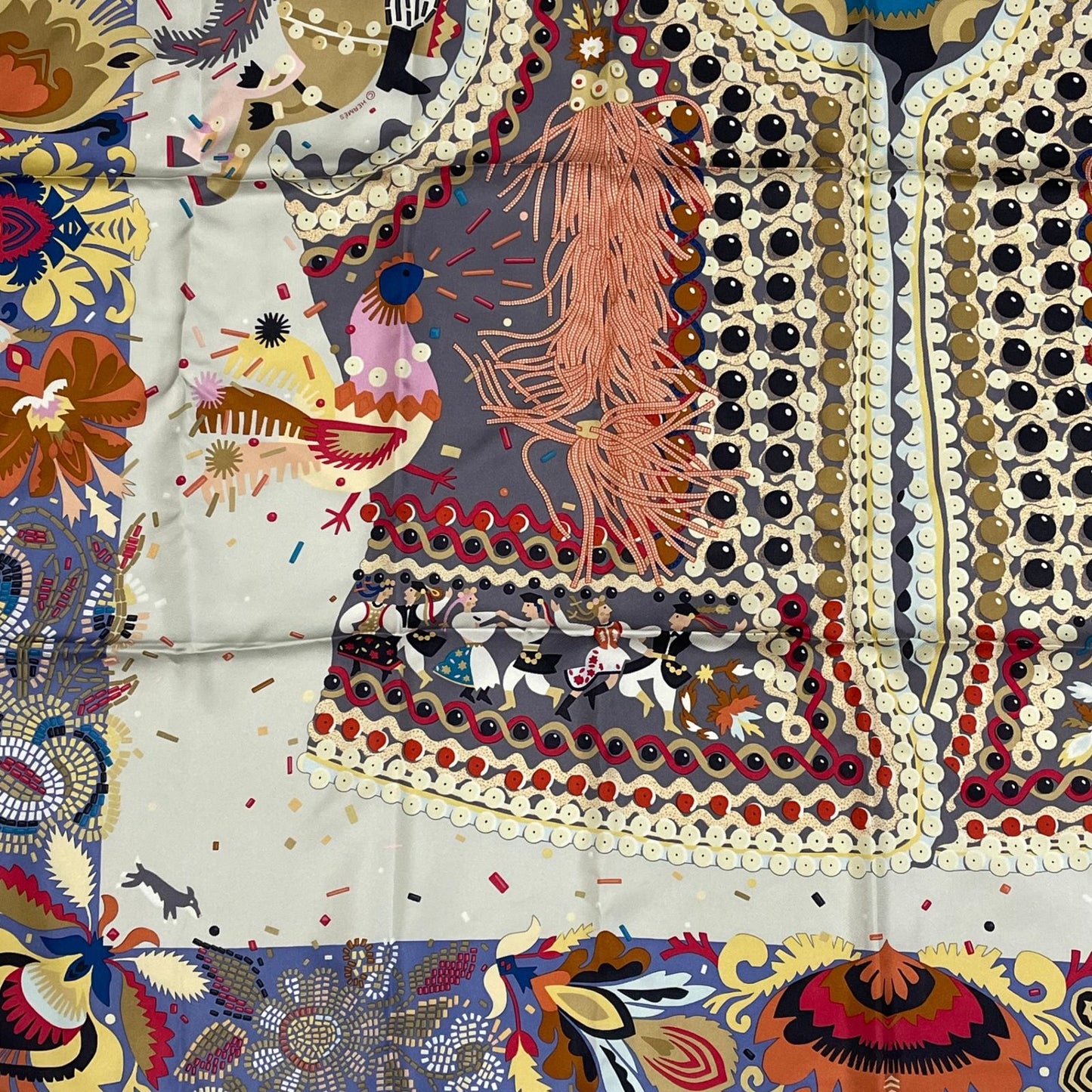 Hermes Costume de Fete Carre 90 Silk Scarf Multicolor — view 5