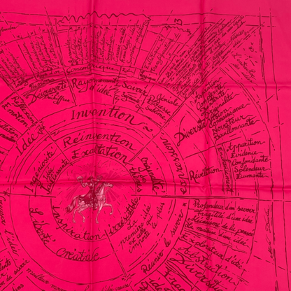 Hermes Carre 90 Birth of Dare Silk Scarf Pink — view 2