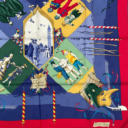 Hermes Carre 90 Carnaval de Venise Carnival of Venice Scarf Silk 100% Blue — view 3