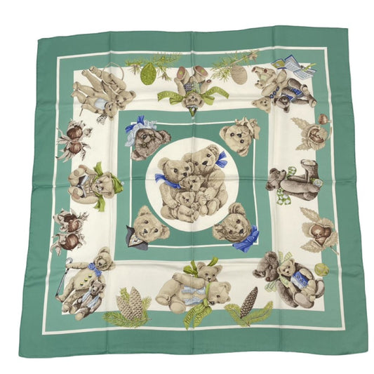 Hermes Carre 90 Friends of the Heart Finest Silk Scarf Large Shawl Teddy Bear