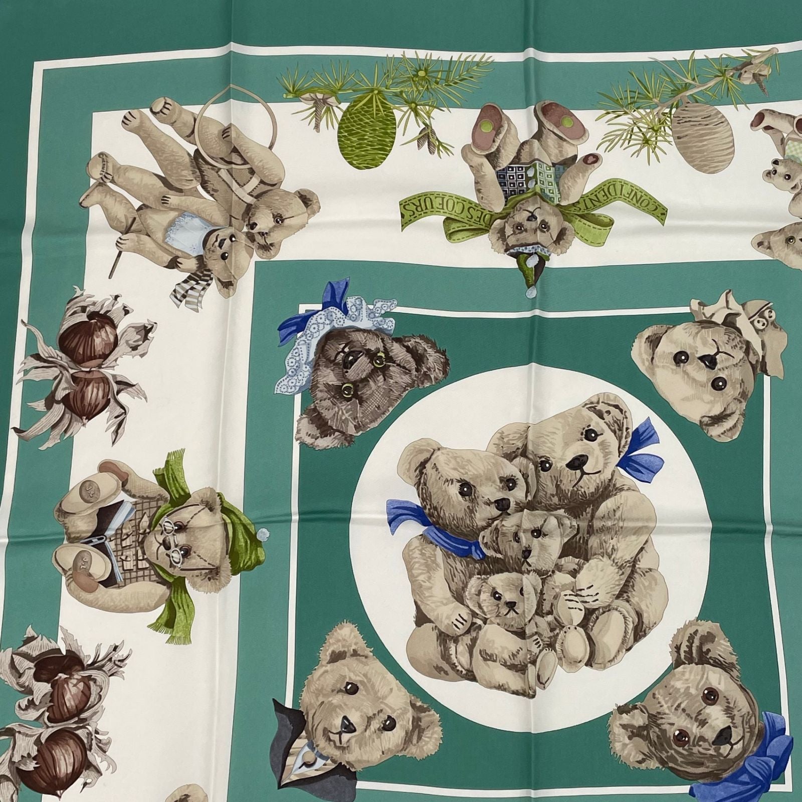 Hermes Carre 90 Friends of the Heart Finest Silk Scarf Large Shawl Teddy Bear — view 2