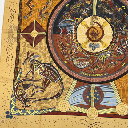 Hermes Silk Scarf Carre 90 Reve D'australie Australian Dream Yellow — view 3